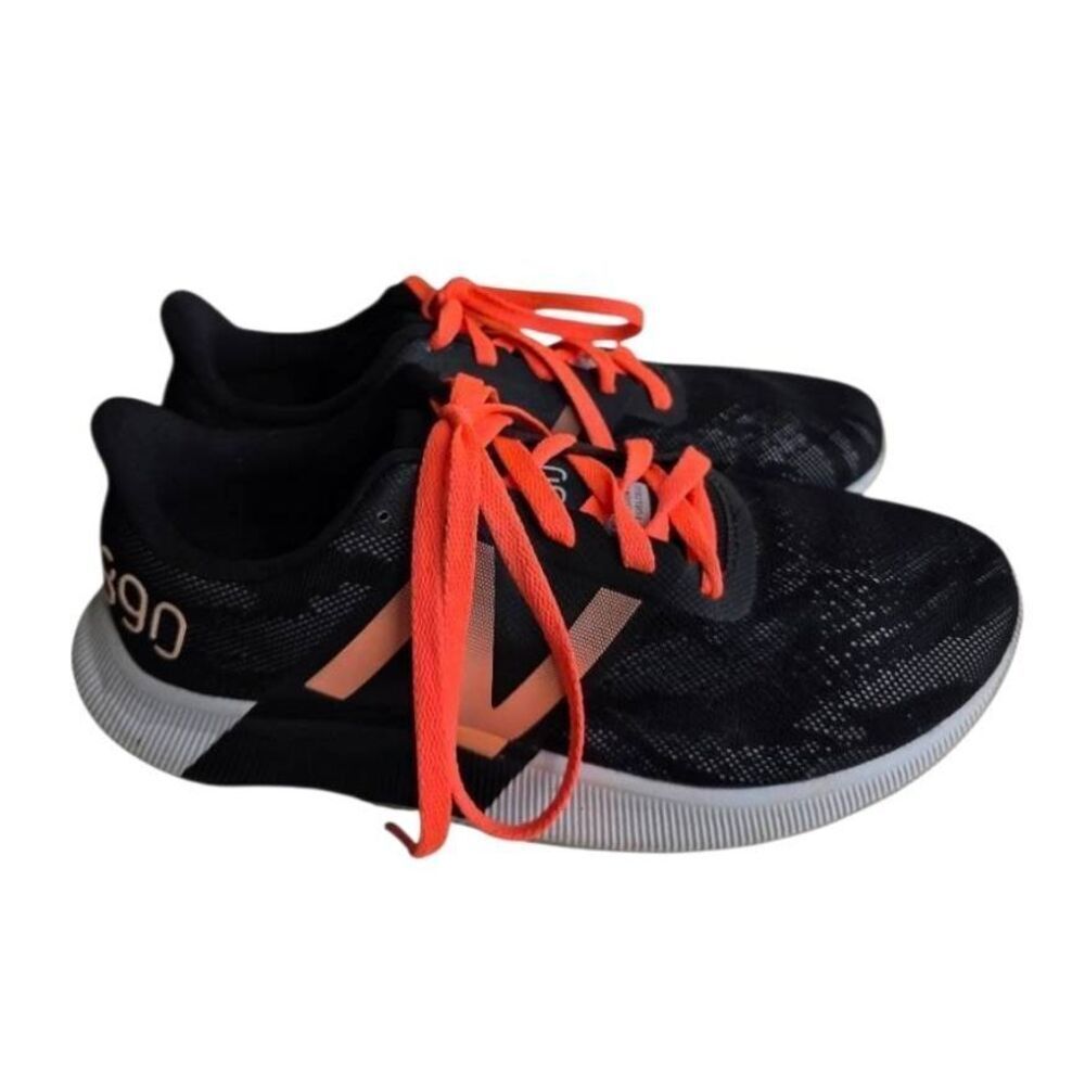 New Balance Black Athletic Sneakers with Coral Accents